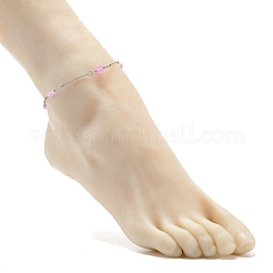 Natural Dyed White Jade & Malaysia Jade Anklets for Women&nbsp;AJEW-AN00476-04