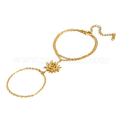 304 Stainless Steel Spiral Sun Double Layer Hand Chain Finger Ring Bracelets for Women&nbsp;BN7044