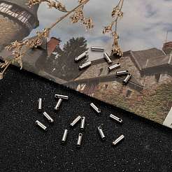 変色しにくい304ステンレススチールコードエンド  チューブ  ステンレス鋼色  7x2mm  内径：1.5mm&nbsp;X-STAS-E033-5