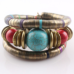 Alloy & Iron & Resin Round Beaded Bangles for Women&nbsp;FS-WG7222A-01