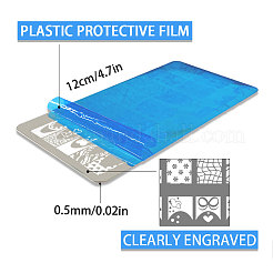 ステンレス鋼の DIY ネイルアート テンプレート  テンプレートツール  長方形  混合図形  12x6cm  3個/セット&nbsp;MRMJ-WH0092-121