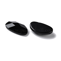 ガラスカボション  多面カット  オーバル  ブラック  10x18x4.5mm&nbsp;GLAA-B015-17A
