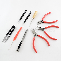 DIYアクセサリーツールセット  プライと  はさみビーズピンセットとピン  ブラック  155x110x32mm  10個/セット&nbsp;TOOL-R073-02
