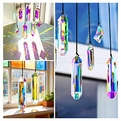 2Pcs Rectangle Glass Hanging Ornaments&nbsp;HJEW-TAC0187