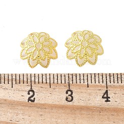 真鍮の派手なビーズキャップ  鉛フリーとニッケルフリー  花  ゴールドカラー  10x4mm  穴：1mm&nbsp;X-KK-EC1166-G