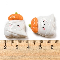 ハロウィーン不透明樹脂デコデンカボション  ホワイト  ゴースト  23.5x20.5x7mm&nbsp;CRES-H002-02A