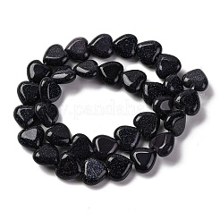 合成ブルーゴールドストーン青金砂石ビーズ連売り  ハート  11.5~12x11.5~12x5~5.5mm  穴：1mm  約33個/連  15.16''（38.5センチメートル）&nbsp;G-I372-A12-01