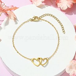 Alloy Interflocking Heart Link Bracelet with Brass Cable Chains&nbsp;BJEW-JB09797