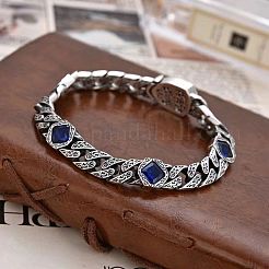 Lion Pattern Brass Pave Cubic Zirconia Cuban Link Chains Bracelets&nbsp;FS-WGF670F-01