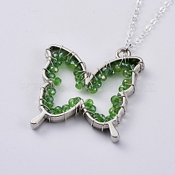 Glass Dangle Earring & Pendant Necklace Jewelry Sets&nbsp;SJEW-JS01076-03