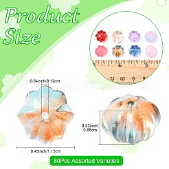 透明スプレーペイントガラスビーズ80個  花  ミックスカラー  11.5x8.5mm  穴：1.2mm&nbsp;GLAA-YW0005-31