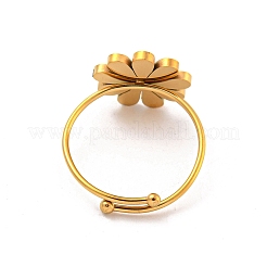 調節可能な304ステンレススチールリング  女性用エナメル  花  内径：18mm&nbsp;LS-RJEW-B058-01G-05