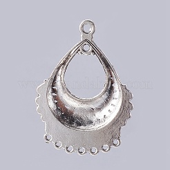 チベット風合金シャンデリアコネクターパーツ  ティアドロップ  アンティークシルバー  36x26x4mm  穴：1~2mm&nbsp;PALLOY-P172-062