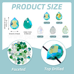 50Pcs 5 Colors Electroplate Transparent Glass Beads&nbsp;GLAA-TA0003-47C