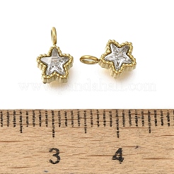 304ステンレススチールマイクロパヴェキュービックジルコニアチャーム  ゴールド  スター  8.5x6x3mm  穴：1.8mm&nbsp;LS-STAS-U027-02G-01