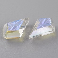 エンボスガラスラインストーンペンダント  多面カット  凧  クリスタルのきらめき  19x12x5.5mm  穴：1.2mm&nbsp;GLAA-J101-01B-001SI