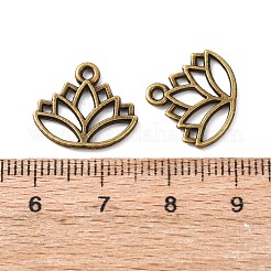 チベット風合金チャーム  蓮  カドミウムフリー＆鉛フリー  アンティークブロンズ  14x16x1.5mm  穴：1.5mm  約1580個/1000g&nbsp;TIBE-Q075-50AB-LF