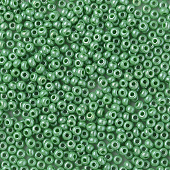 12/0 チェコ不透明ガラスシードビーズ  光沢のある  ラウンド  ミディアムシーグリーン  2x1mm  穴：0.7mm  約500 G /袋&nbsp;SEED-N004-003C-02