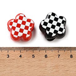 印刷された不透明なアクリルビーズ  大穴ビーズ  タータンフラワー  ミックスカラー  20x22x14.5mm  穴：6.1mm&nbsp;AC-CBA5E93-05