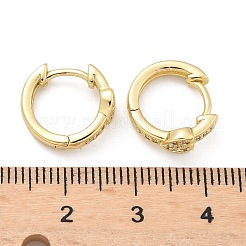 Heart Brass Micro Pave Clear Cubic Zirconia Hoop Earrings&nbsp;EJEW-Z102-31G