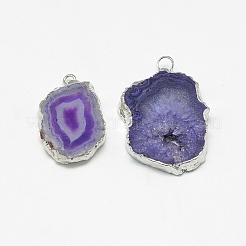 Natural Druzy Agate Slices Pendants&nbsp;G-Q494-65F-P