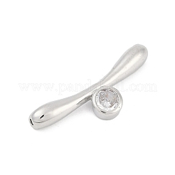 真鍮マイクロパヴェクリアキュービックジルコニアマンテルパーツ  バー  プラチナ  10.5x29.5x3.5mm  穴：1.2mm&nbsp;LS-KK-U051-05P