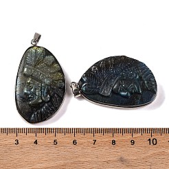 Natural Labradorite Carved Chief Pendants&nbsp;G-B085-08P