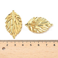 304ステンレススチールスタッドピアス  葉  18KGP本金メッキ  37.5x23.5mm&nbsp;LS-EJEW-S267-01G-A