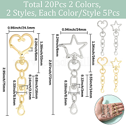 20Pcs 4 Styles Zinc Alloy Swivel Clasps&nbsp;FIND-SP0004-23