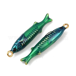 304ステンレススチールエナメルペンダント  魚  18KGP本金メッキ  イオンプレーティング（ip）  グリーン  30x6x5.5mm  穴：1.5mm&nbsp;STAS-C150-01A
