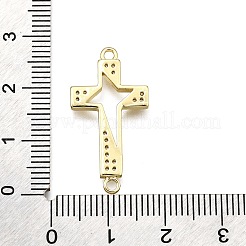 Brass Micro Pave Clear Cubic Zirconia Religion Star Cross Connector Charms&nbsp;KK-Z100-22G-03