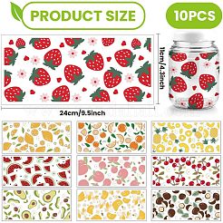 PVC DIY 熱転写紙  UV昇華カップ用  フルーツ  110x240mm  10スタイル  1個/スタイル  10個/セット&nbsp;DIY-WH0517-001