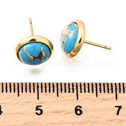 Brass Half Round Stud Earrings&nbsp;EJEW-Z124-01G