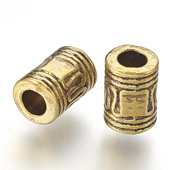 チベット風合金ビーズ  アンティークゴールデンカラー  鉛フリー＆カドミウムフリー  コラム  10x7mm  穴：4mm&nbsp;GLF0526Y