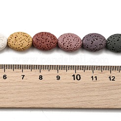 染色された天然溶岩石ビーズ連売り  オーバル  ミックスカラー  14x10x6mm  穴：1.2mm  約29個/連  15.87''（40.3センチメートル）&nbsp;G-A264-A02-01A