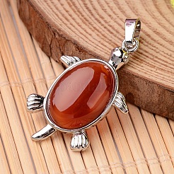 Tortoise Platinum Tone Brass Natural & Synthetic Mixed Stone Pendants&nbsp;G-F265-01
