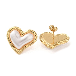 Texture Heart 304 Stainless Steel Stud Earrings&nbsp;EJEW-U003-28G