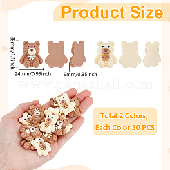 60Pcs 2 Colors Bear Opaque Resin Cabochons&nbsp;CRES-UN0001-05