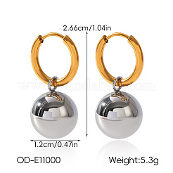 304ステンレススチール製スタッドダングルイヤリング  三つの円  ゴールデン·ステンレス鋼色  26.6x12mm&nbsp;WGF19D0-01