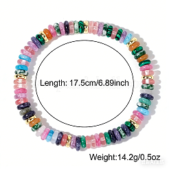 Natural Mixed Gemstone & Brass Beads Stretch Bracelets for Women&nbsp;RV1969-2