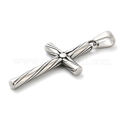 316サージカルステンレスペンダント  クロスチャーム  アンティークシルバー  33.5x16.5x3mm  穴：6x3mm&nbsp;STAS-A123-13AS