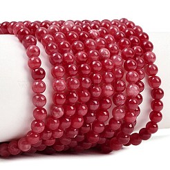 天然な縞模様の石のビーズ連売り  ラウンド  染め  レッド  4mm  約90個/連  15.75''（40センチメートル）&nbsp;X-G-D315-A01-05-4mm