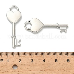 合金ペンダント  鉛フリー＆カドミウムフリー  ハートキーチャーム  プラチナ  37.5x13.5x3.5mm  穴：5.5x5 mmabout 305個/ 1000 G&nbsp;FIND-H053-04P