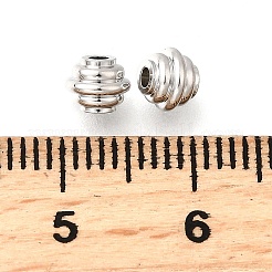 真鍮ビーズ  カドミウムフリー＆ニッケルフリー＆鉛フリー  グルーブバレル  プラチナメッキ  5x4mm  穴：1.5mm&nbsp;KK-C096-05P