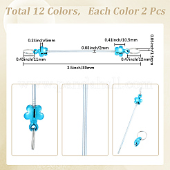 24個 12色 ステンレススチール ビーズキーホルダーバー ジュエリー作り DIY クラフト用  ミックスカラー  89x10.5x6mm  2個/カラー&nbsp;AJEW-SC0031-54A