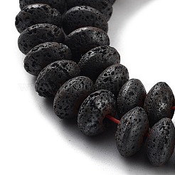 天然溶岩岩ビーズ連売り  艶消し  ロンデル  8~8.5x5mm  穴：1mm  約85個/連  15.75インチ（40cm）&nbsp;G-H303-C27