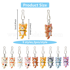9色の猫樹脂ジッパープル18個  鉄のクラスプ付  ジッパー交換アクセサリー  スーツケース用  バッグ  コスチューム  ミックスカラー  50mm  2個/カラー&nbsp;HJEW-DC00037