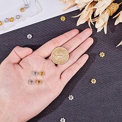 長寿命メッキ真鍮マイクロ舗装グレードaaaキュービックジルコニアビードキャップ  花  マルチ花弁  カドミウムフリー＆ニッケルフリー＆鉛フリー  ミックスカラー  8x3mm  穴：2mm  16個/箱&nbsp;ZIRC-NB0001-25-NR