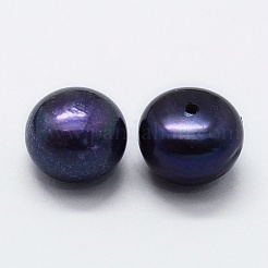 天然な培養された淡水パールビーズ  グレード3 A  片穴  ロンデル  染め  ミッドナイトブルー  9x6.5mm  穴：0.8mm&nbsp;X-PEAR-P056-060
