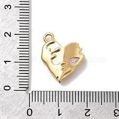真鍮製マイクロパヴェキュービックジルコニアペンダント  ハート  18KGP本金メッキ  ミックスカラー  17.5x15x4mm  穴：1.8mm&nbsp;KK-Z131-19G